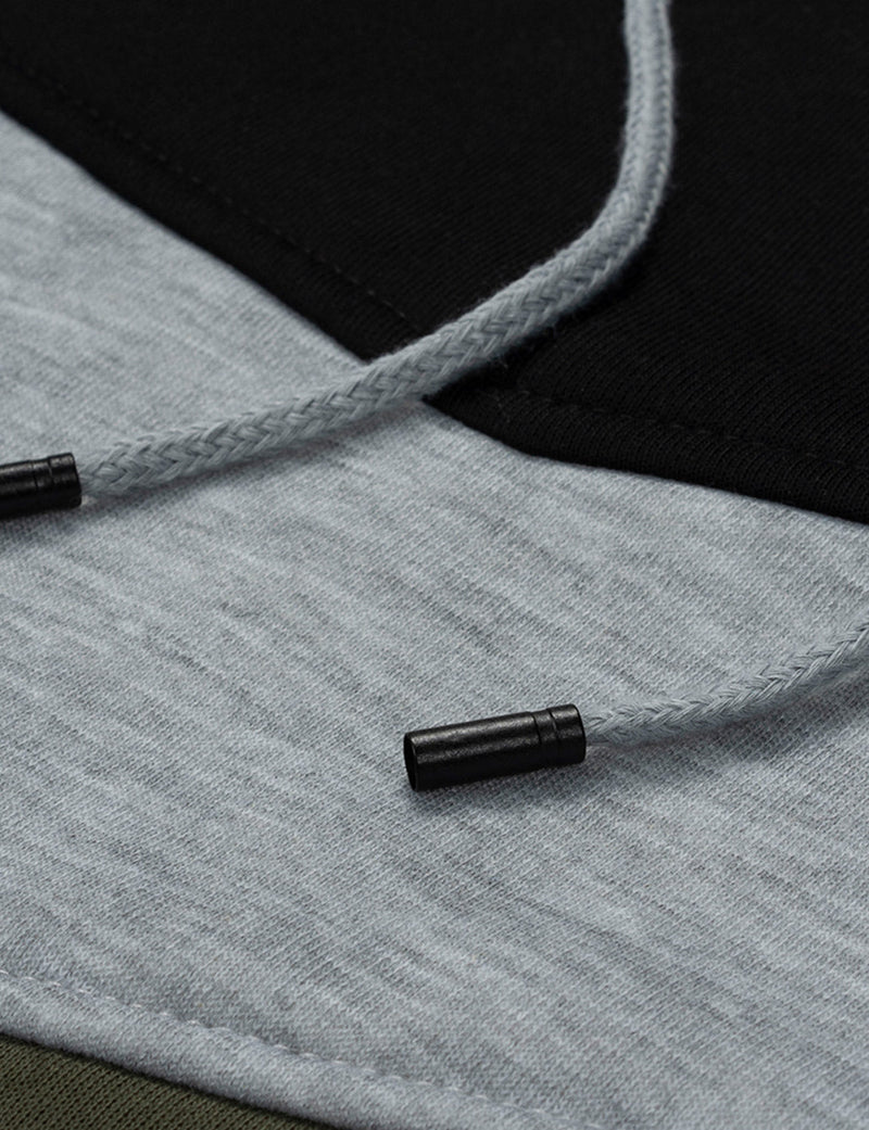 Sweat à capuche classique à manches longues et blocs de couleurs pour homme avec poche