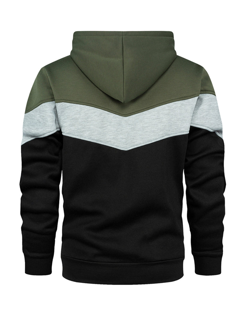 Sweat à capuche classique à manches longues et blocs de couleurs pour homme avec poche