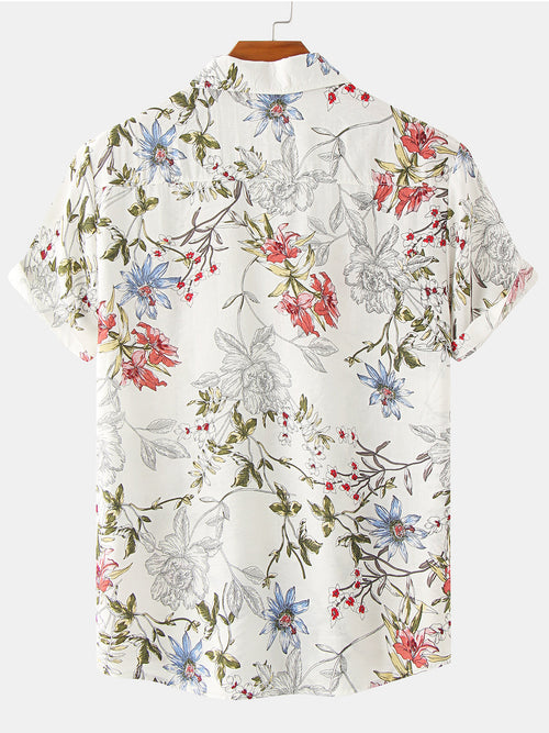 Chemise à manches courtes hawaïenne vintage florale d'été pour hommes