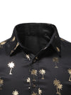 Chemise hawaïenne décontractée à manches courtes et imprimé palmier doré pour hommes
