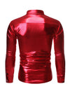 Chemise à manches longues boutonnée à sequins métalliques pour hommes