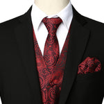 Ensemble de 3 pièces pour hommes Paisley Gilet cravate pour costume ou smoking