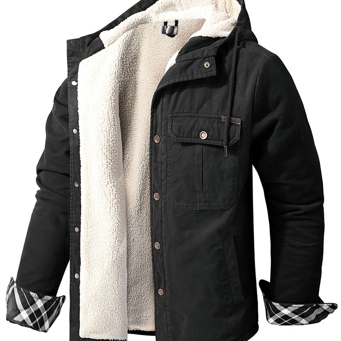 Veste décontractée en velours côtelé pour hommes revers solide Sherpa doublé chaud manteau d'hiver d'automne