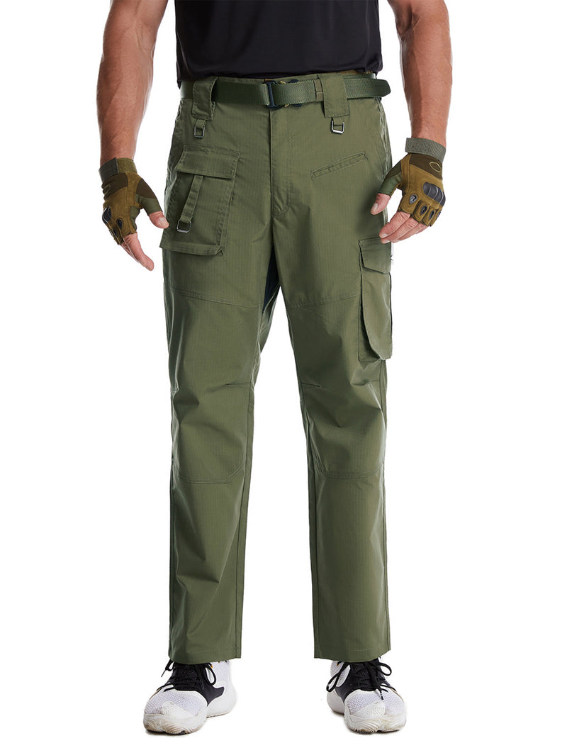 Men's Windproof Work Cargo Pants Multi-Pocket Hiking Trousers