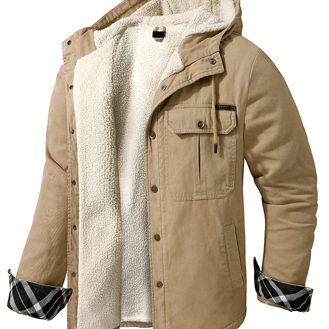 Veste décontractée en velours côtelé pour hommes revers solide Sherpa doublé chaud manteau d'hiver d'automne