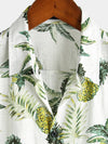 Chemise d'été à manches courtes en coton imprimé hawaïen à fleurs ananas et fruits tropicaux pour hommes