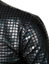 Chemise de ville pour homme Paillettes noires Chemises boutonnées Costume de soirée disco