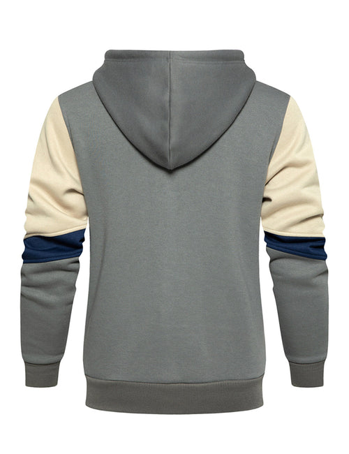 Sweat-shirt à capuche zippé à capuche et à manches longues avec blocs de couleurs pour hommes
