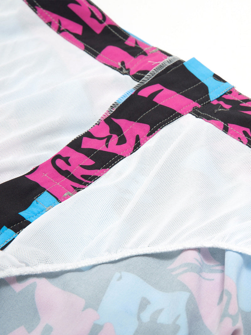 Short de bain décontracté pour homme en patchwork d'été