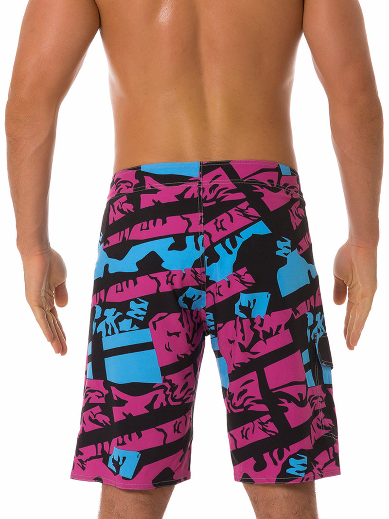 Short de bain décontracté pour homme en patchwork d'été