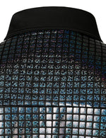 Chemise de ville pour homme Paillettes noires Chemises boutonnées Costume de soirée disco