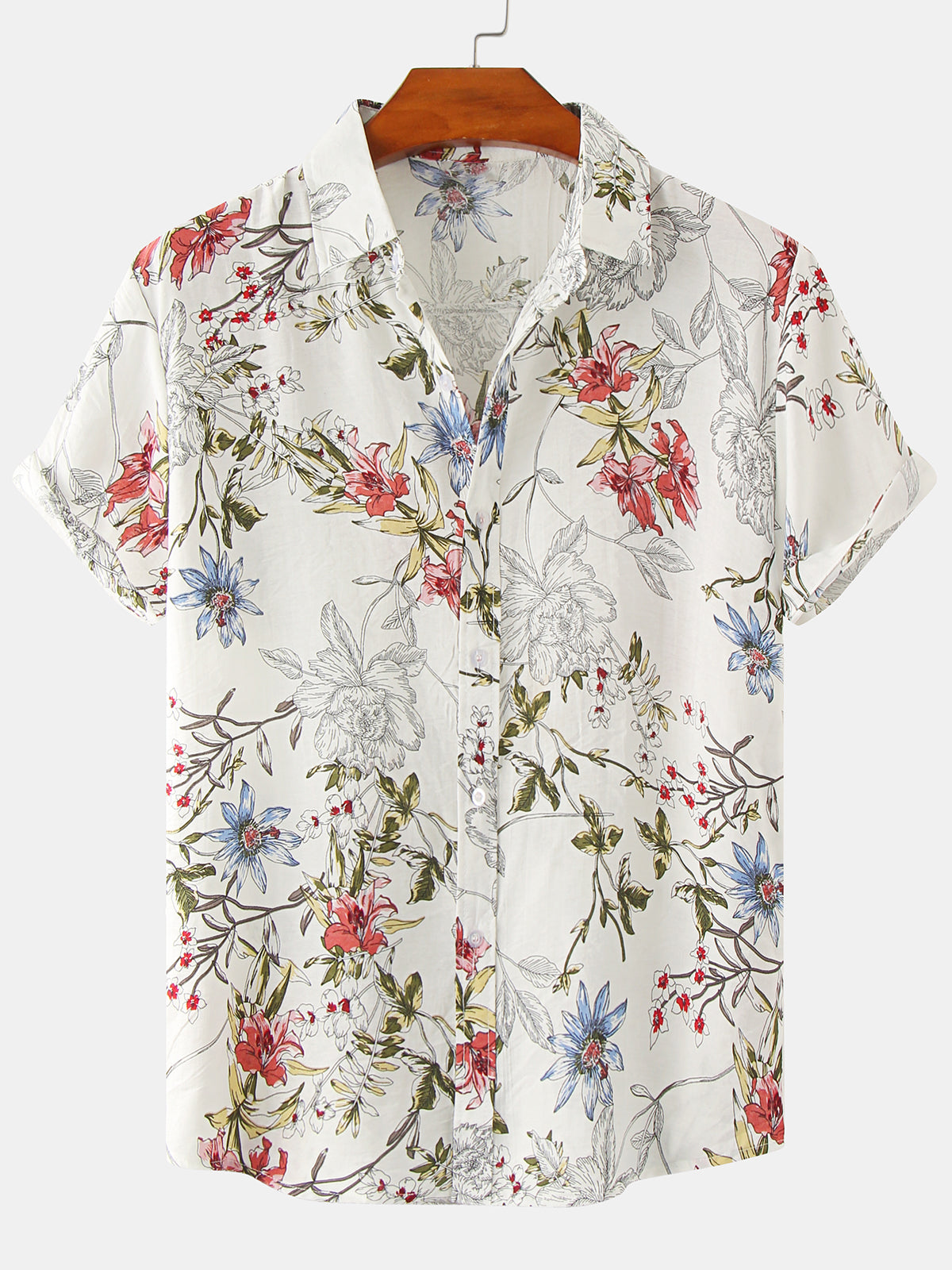 Chemise à manches courtes hawaïenne vintage florale d'été pour hommes