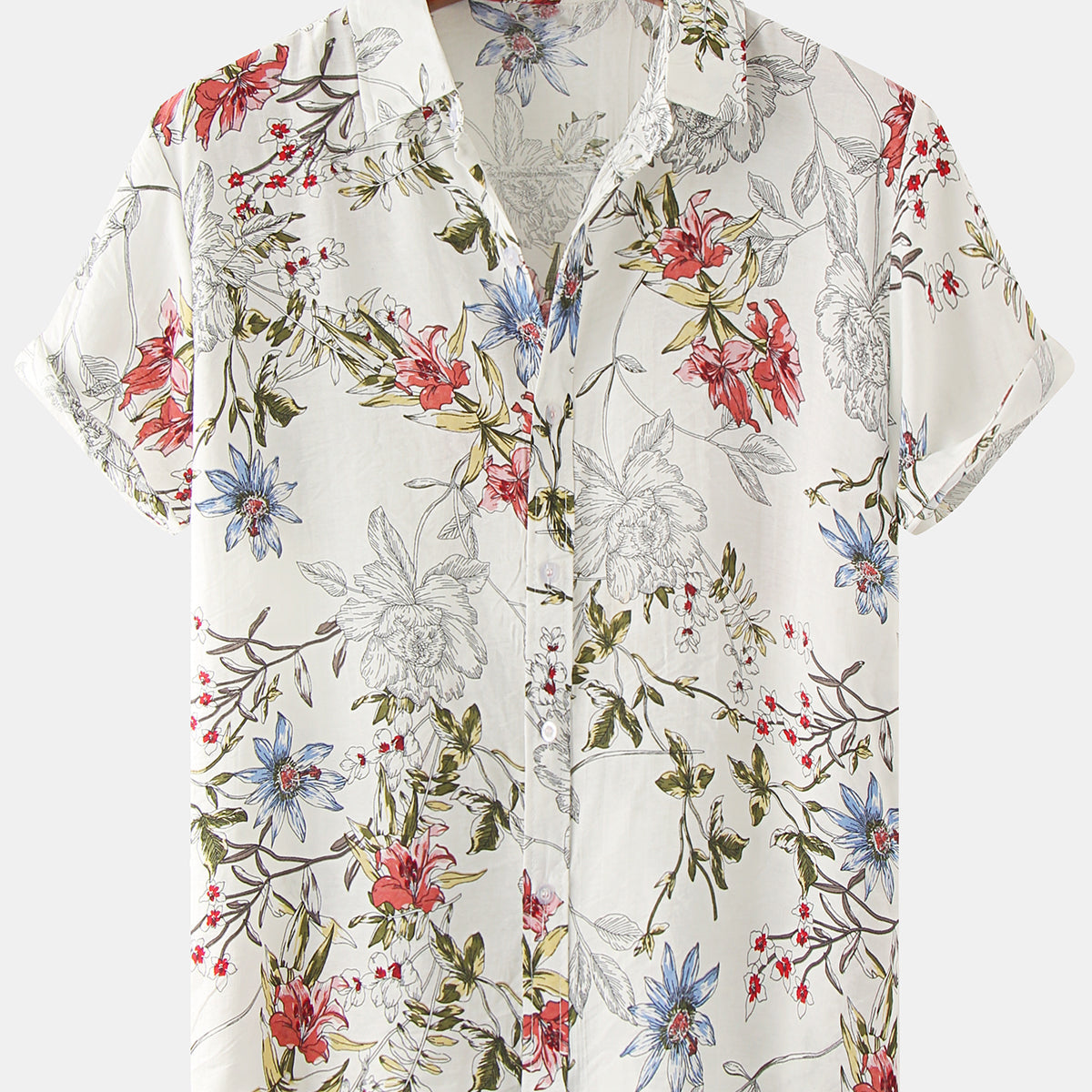 Chemise à manches courtes hawaïenne vintage florale d'été pour hommes
