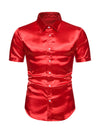 Chemise de fête à manches courtes d’été décontractée couleur unie d’été