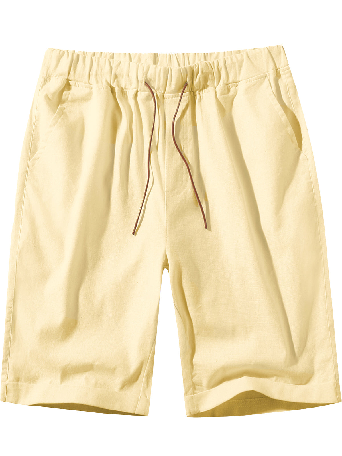 Short décontracté en coton respirant de couleur unie pour hommes