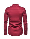 Chemise décontractée à manches longues boutonnée classique de couleur unie pour hommes