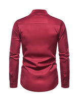 Chemise décontractée à manches longues boutonnée classique de couleur unie pour hommes