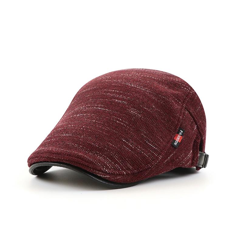Casquette tricotée rétro décontractée de couleur unie pour hommes