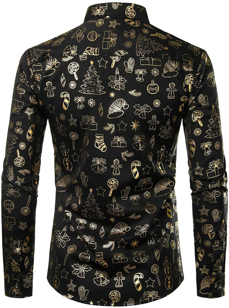 Chemise à manches longues imprimée de motifs Noël