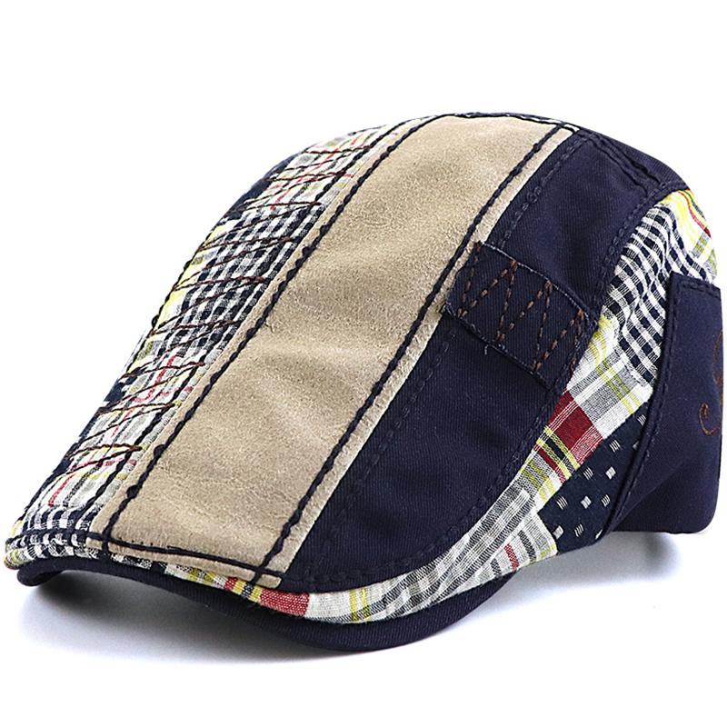 Casquette de mode à carreaux brodée décontractée ajustable en coton pour hommes