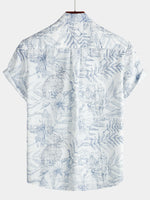 Chemise hawaïenne blanche à manches courtes à imprimé floral rétro pour homme