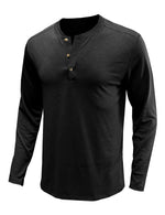 T-shirt décontracté à manches longues et col Henry pour hommes