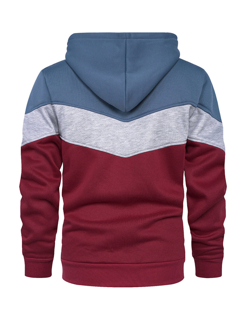 Sweat à capuche classique à manches longues et blocs de couleurs pour homme avec poche