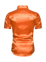 Chemise de fête à manches courtes d’été décontractée couleur unie d’été