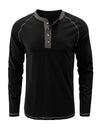 T-shirt à manches longues décontracté à col Henry pour hommes