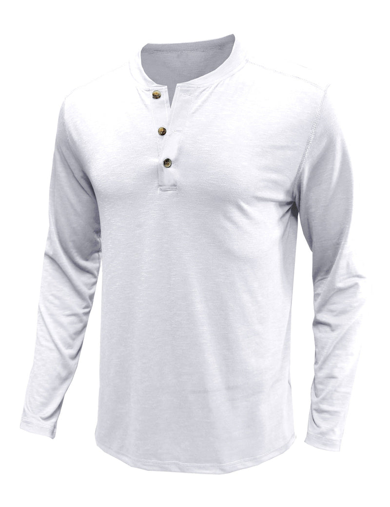 T-shirt décontracté à manches longues et col Henry pour hommes