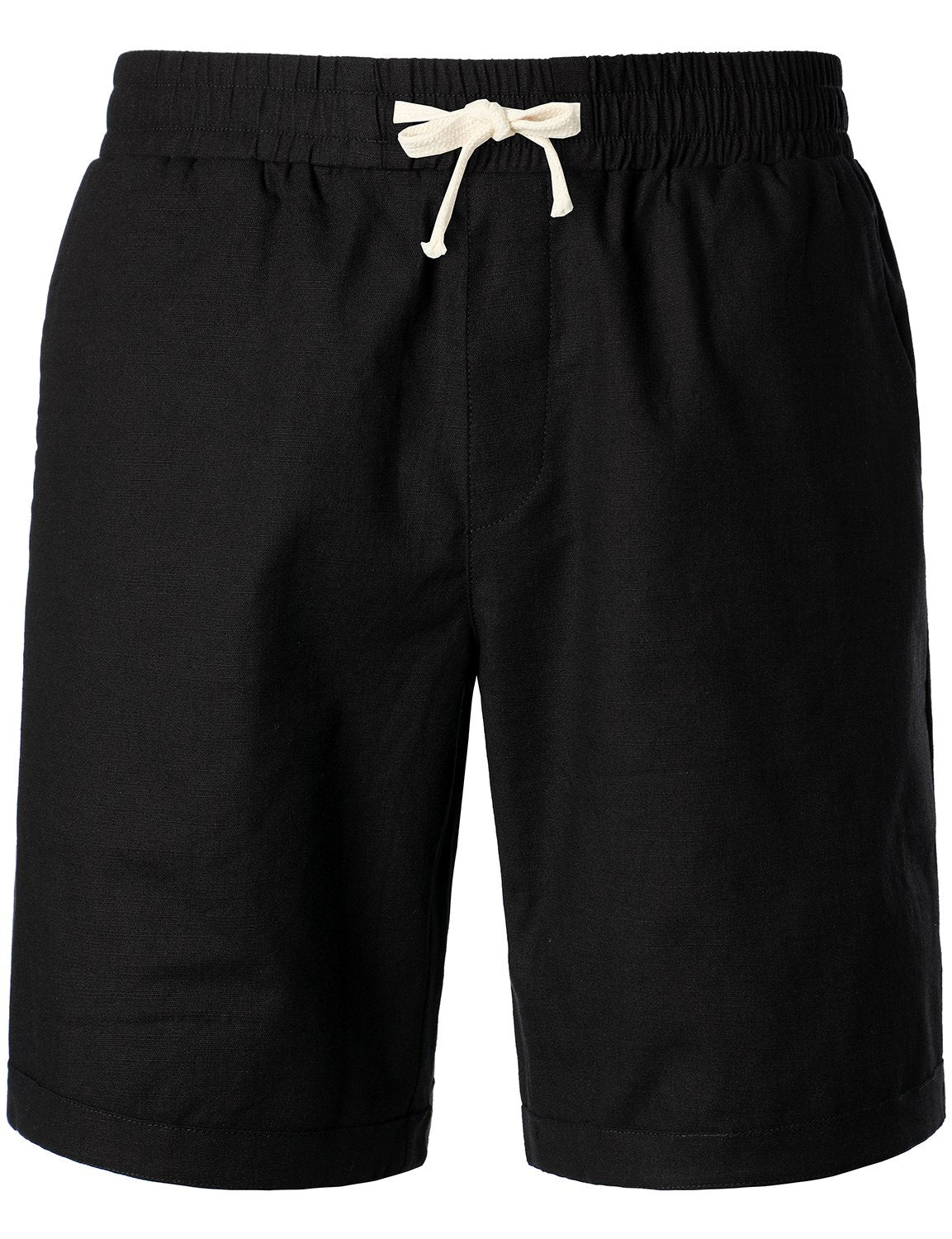 Short décontracté en lin et coton de couleur unie pour hommes