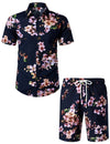 Ensemble chemise et short hawaïen à fleurs pour hommes
