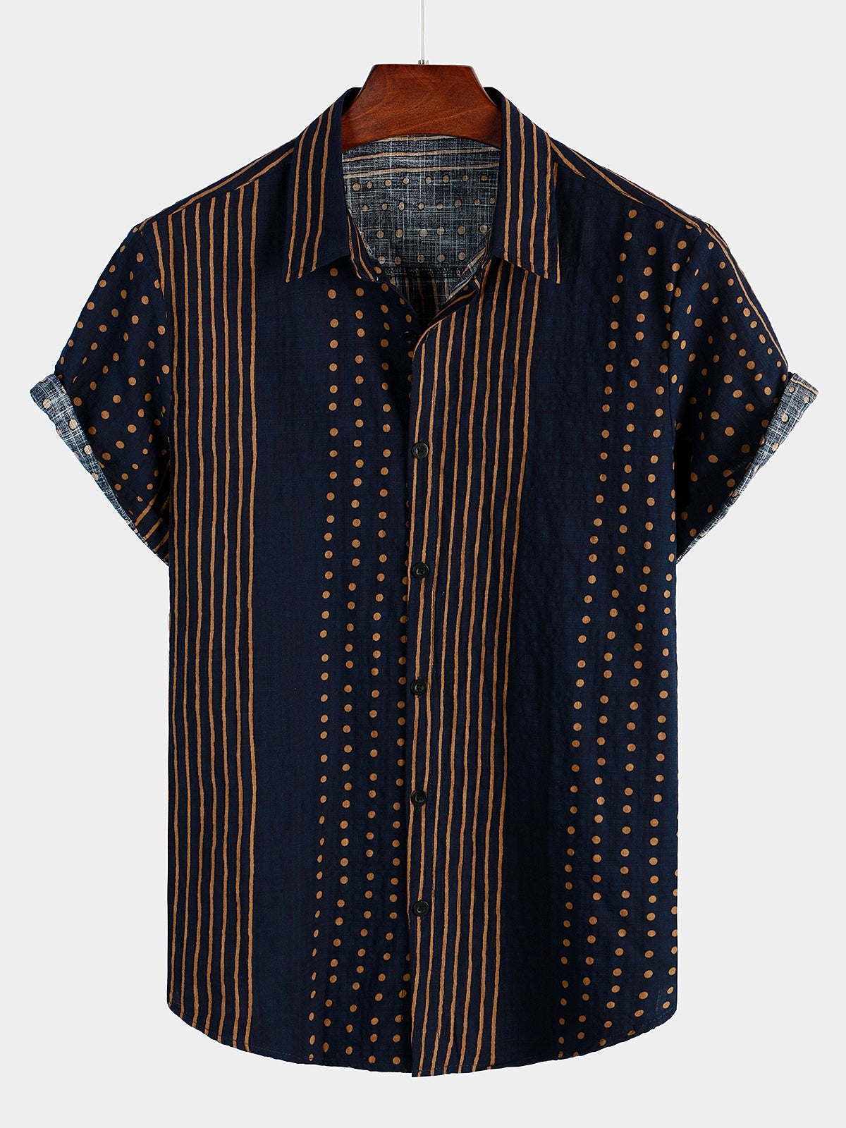 Chemise à manches courtes d'été à rayures bleu marine pour hommes