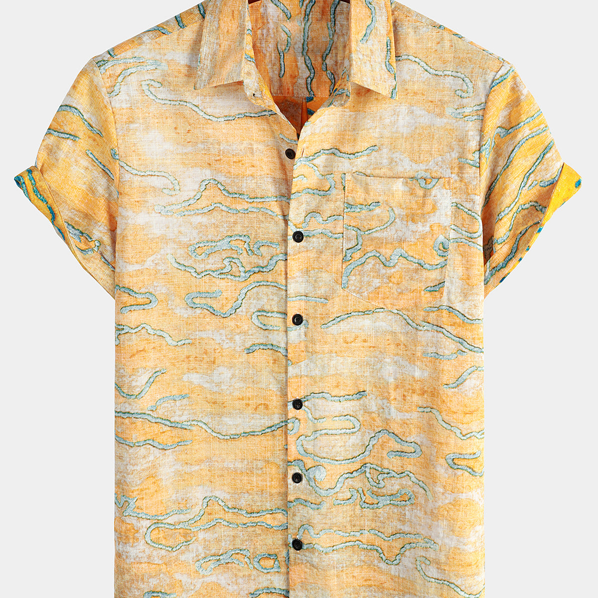 Chemise hawaïenne imprimée à manches courtes pour hommes