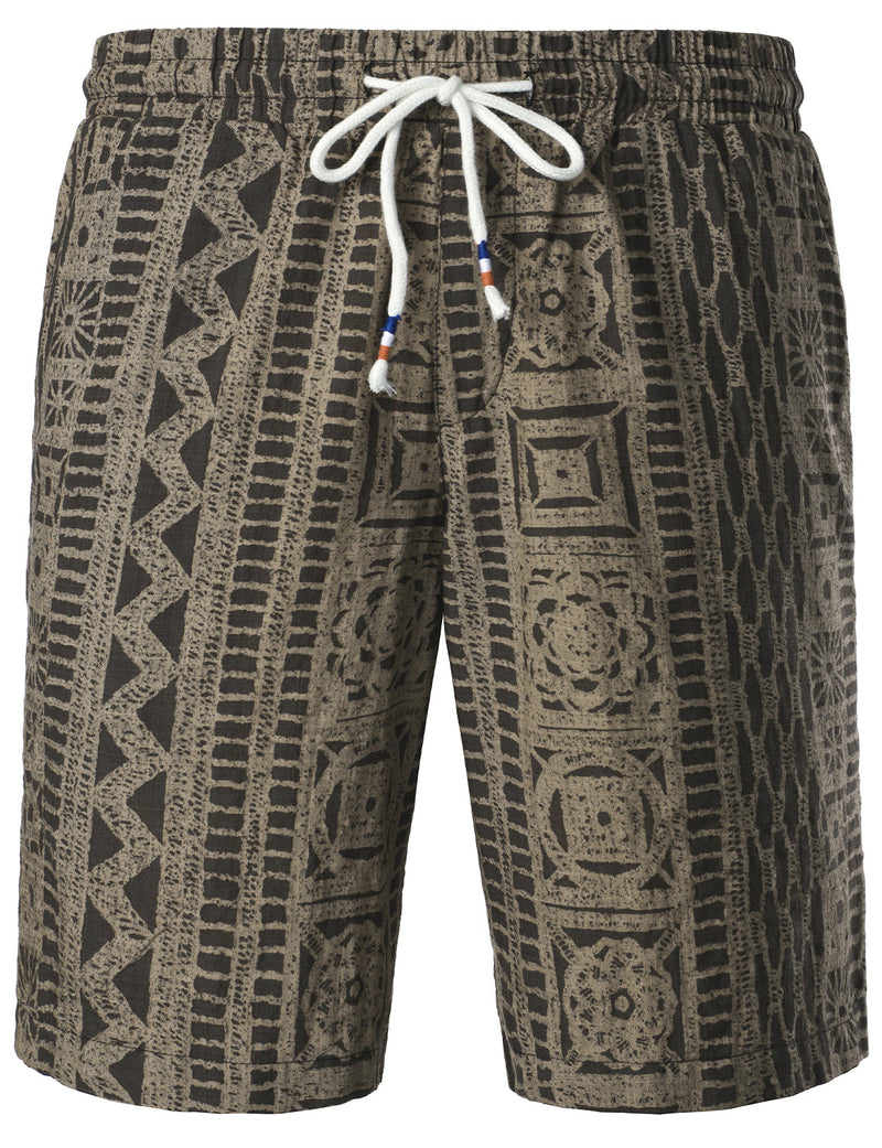 Short marron décontracté en coton respirant Boho pour hommes