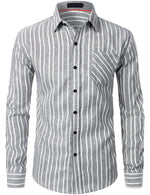 Chemise manches longues en coton rayé homme