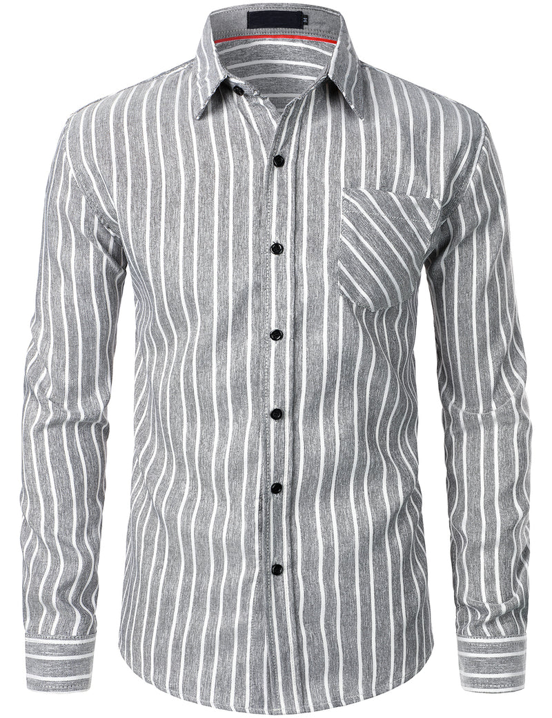 Chemise manches longues en coton rayé homme