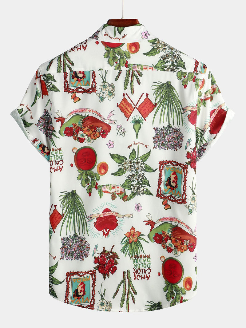 Chemise hawaïenne tropicale à manches courtes pour hommes