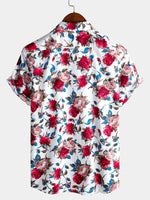 chemise d'homme en pur coton à imprimé style de vacances hawaïennes