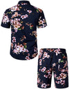 Ensemble chemise et short hawaïen à fleurs pour hommes