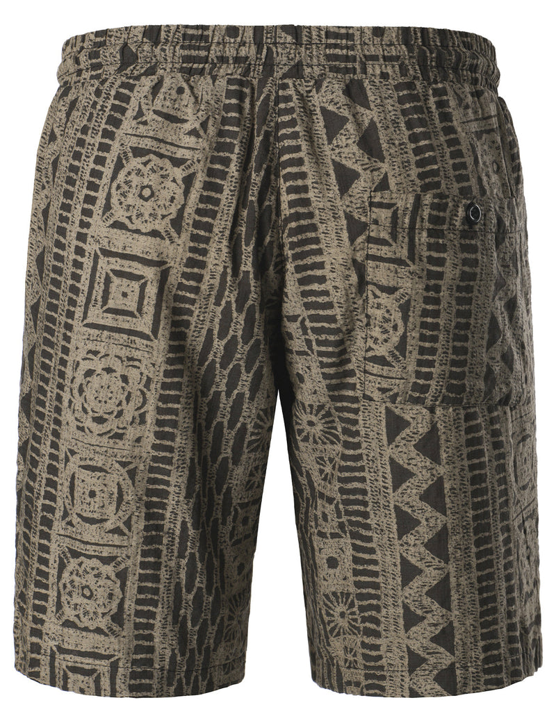 Short marron décontracté en coton respirant Boho pour hommes