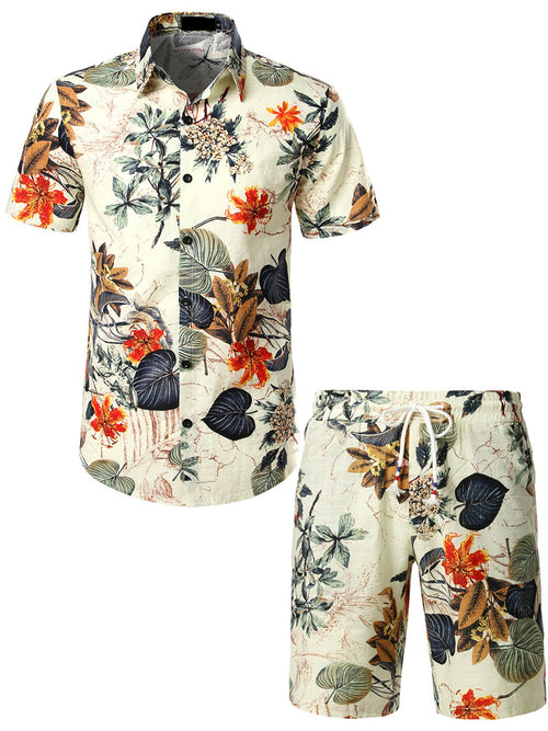 survêtements pour hommes beachwear lâche ensemble chemise à manches courtes  shorts occasionnels costume pour hommes survêtement d'été hawaii imprimé