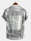 Chemise imprimée rayée à manches courtes pour hommes