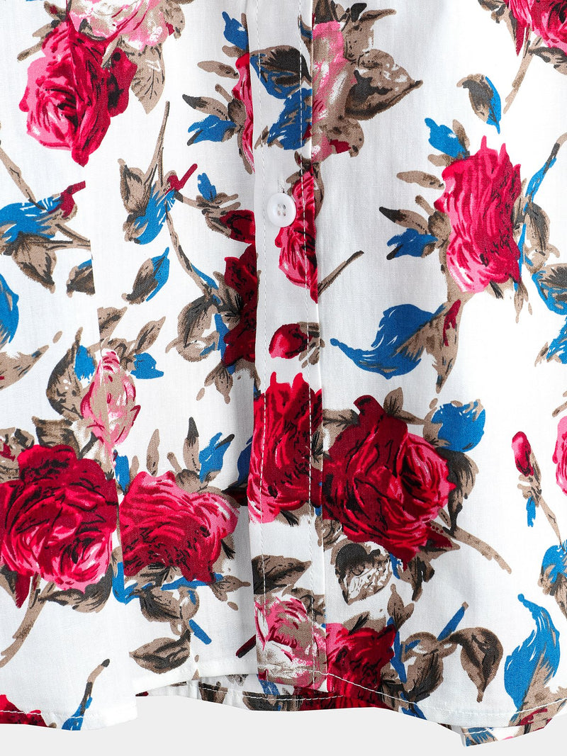 chemise d'homme en pur coton à imprimé style de vacances hawaïennes