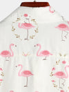 Chemise décontractée à manches courtes en coton à imprimé flamant rose pour hommes