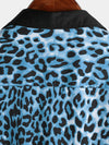 Homme Leopard Print Boling Casual Button Up Short Sleeve Hawaiian Summer Shirt