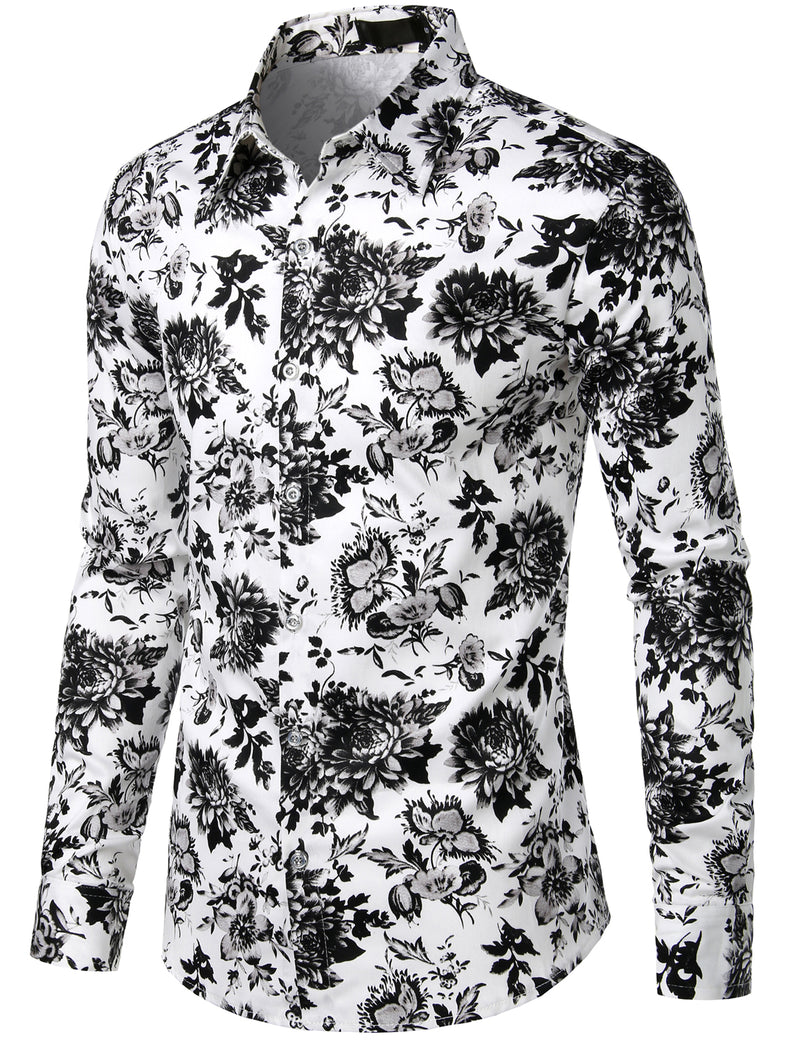 Chemise en coton imprimé de  motifs floraux homme