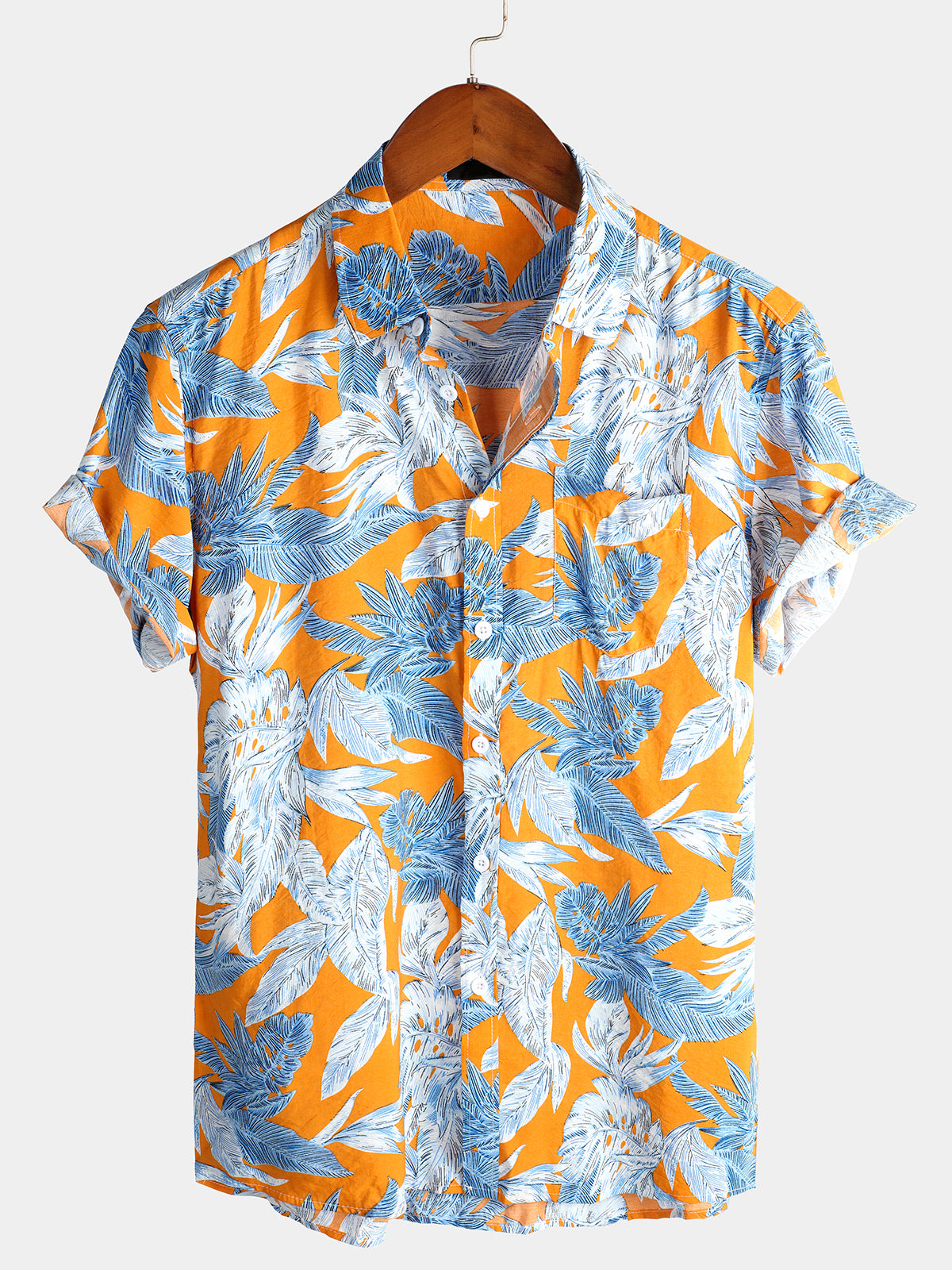 chemise d'homme en pur coton à imprimé style de vacances hawaïennes
