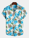 chemise d'homme en pur coton à imprimé style de vacances hawaïennes