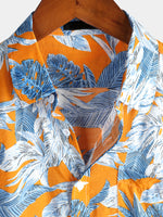 chemise d'homme en pur coton à imprimé style de vacances hawaïennes